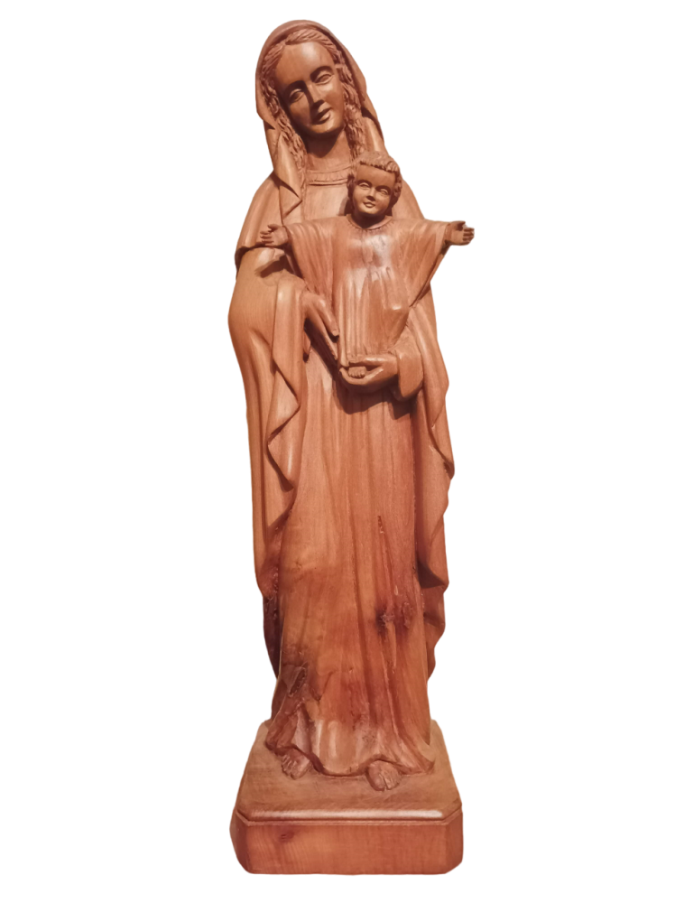 Virgen con El Niño Jesús
Madera: Nogal
Tamaño: 48 cm